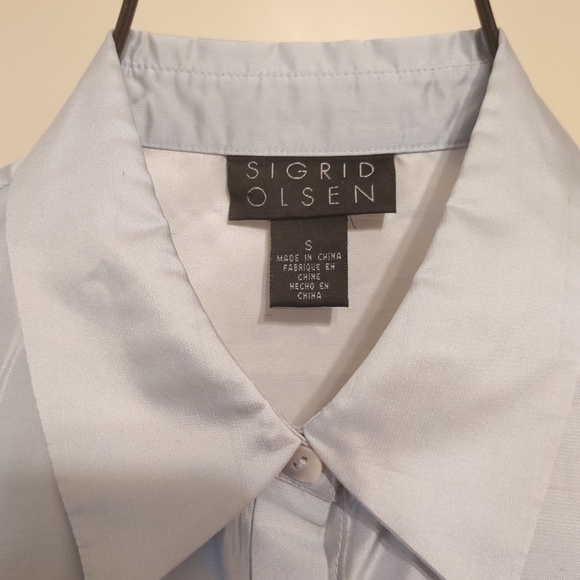 Sigrid Olsen | Light Blue Button-up Silk Blouse - Picture 3 of 3
